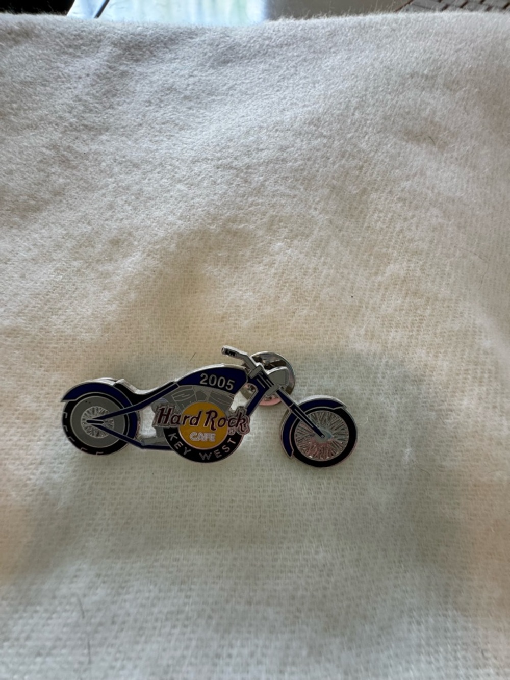 Hard Rock Cafe Blue and Silver Motorcycle Pin - Key West 2005